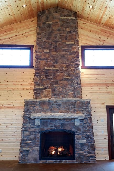 24' stone fireplace